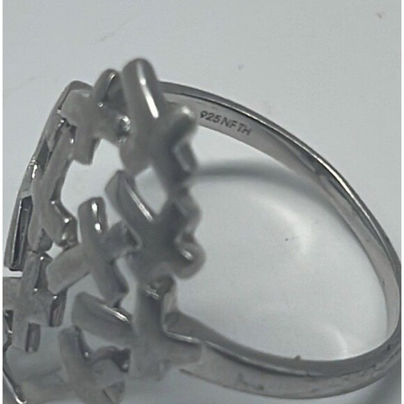 925 Sterling Silver Connecting Multi Crosses Ring Stamped 925 NF TH Sz 8 - Picture 4 of 6